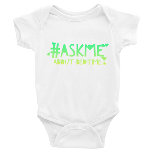 About Bedtime Onesie (Green/Yellow Letters)